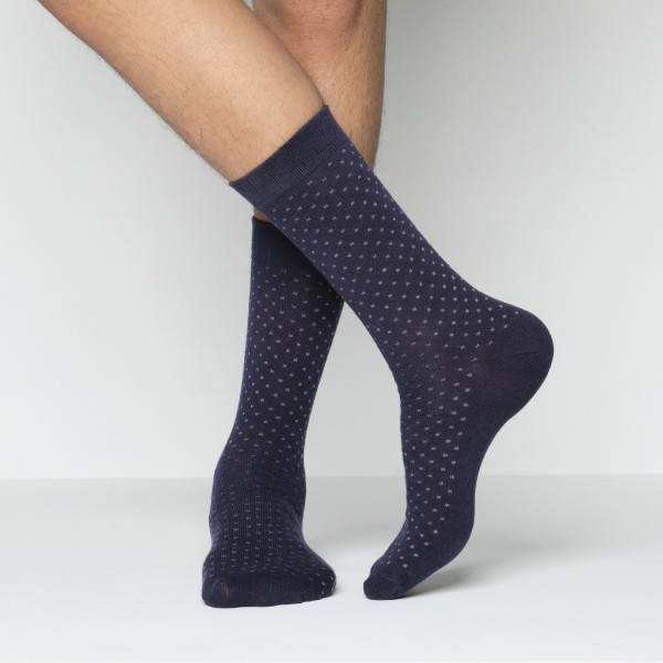 Navy Blue Color Premium Formal Long Socks [mb149-men-L-14na]