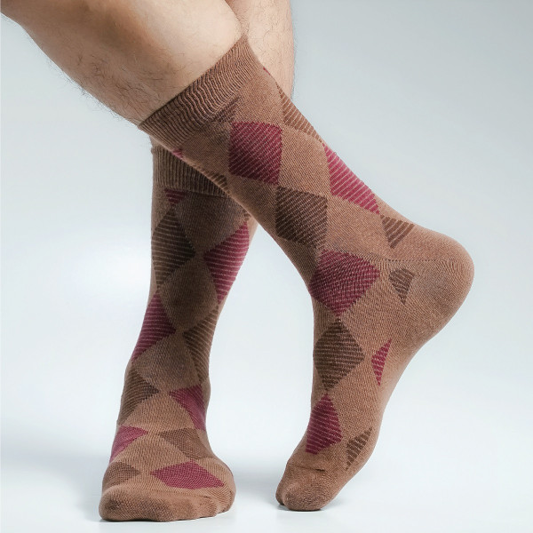 Brown Color Casual Long Socks [sviara-men-L-16br]