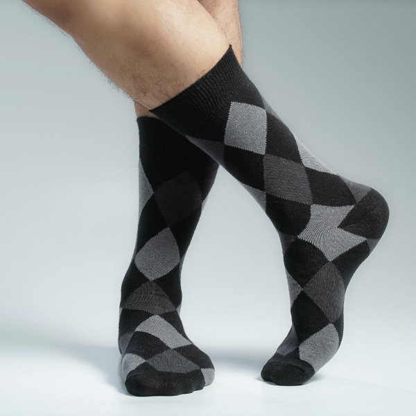 Black Color Premium Casual Long Socks [mb169-men-L-08bl]