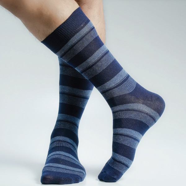 Navy Color Casual Long Socks  [swan-men-L-48na]