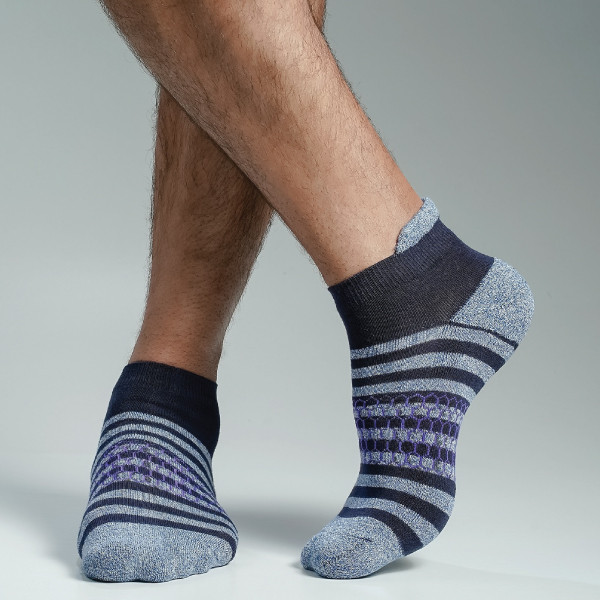 Navy Color Premium Half-Terry Sports Ankle Socks [spremium-men-A-01na]