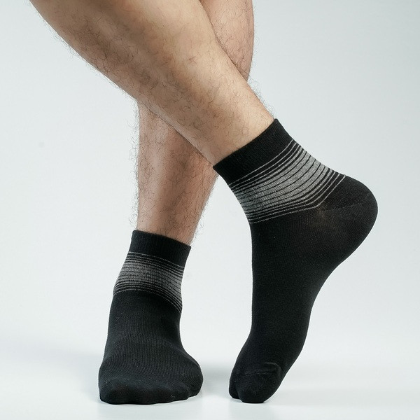 Black Color Casual Cotton Socks [bstar-men-A-22bl]
