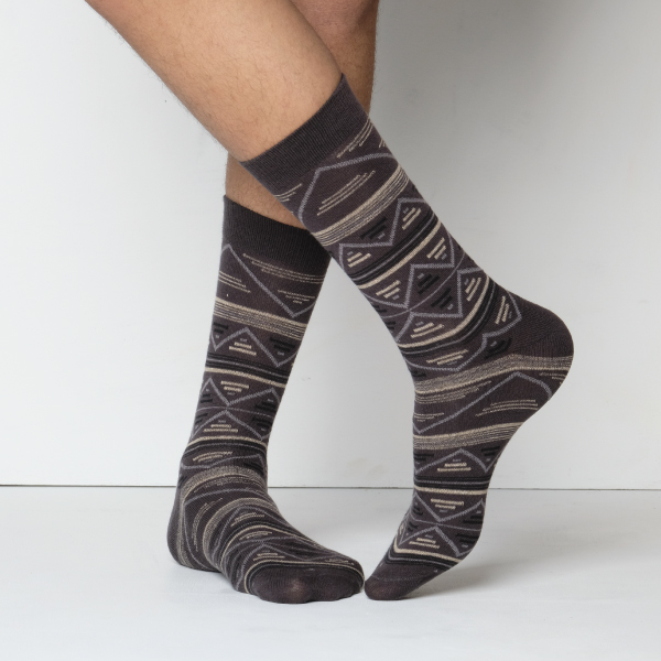 Charcoal Color Premium Casual Long Socks [mb179-men-L-12chr]