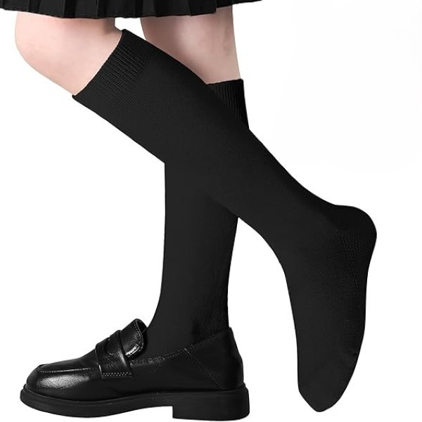 Black Color Long School Socks [Long BL]