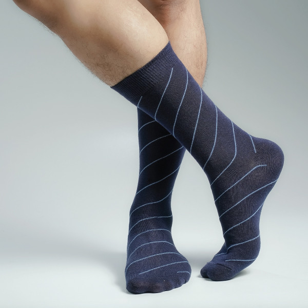 Navy Blue Color Premium Formal Long Socks [mb169-men-L-04na]