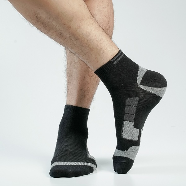 Black Color Casual Ankle Socks [action-men-A-12bl]