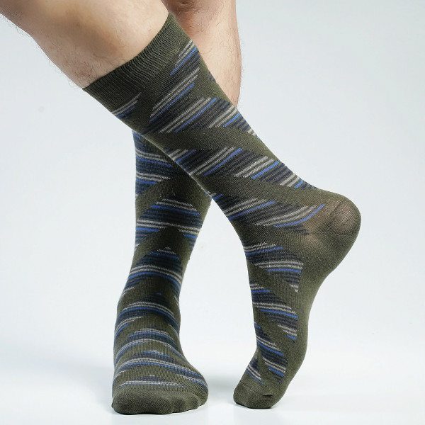 Olive Color Casual Long  Socks [stmiles-men-L-18ol]