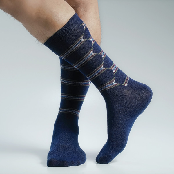 Navy Color Casual Long Socks [stmiles-men-L-09na]