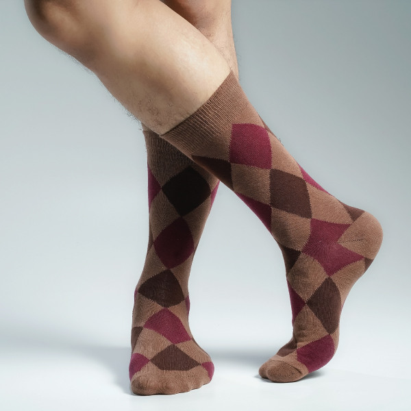Browm Color Premium Casual Long Socks [mb169-men-L-08br]