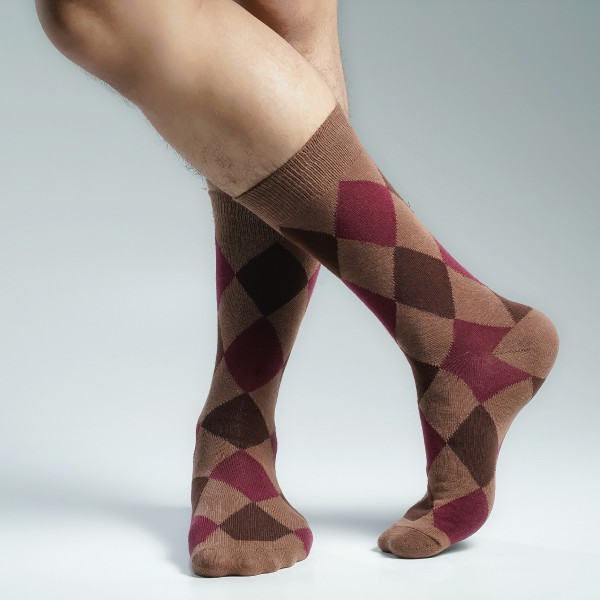 Brown Color Premium Casual Long Socks [mb169-men-L-08br]