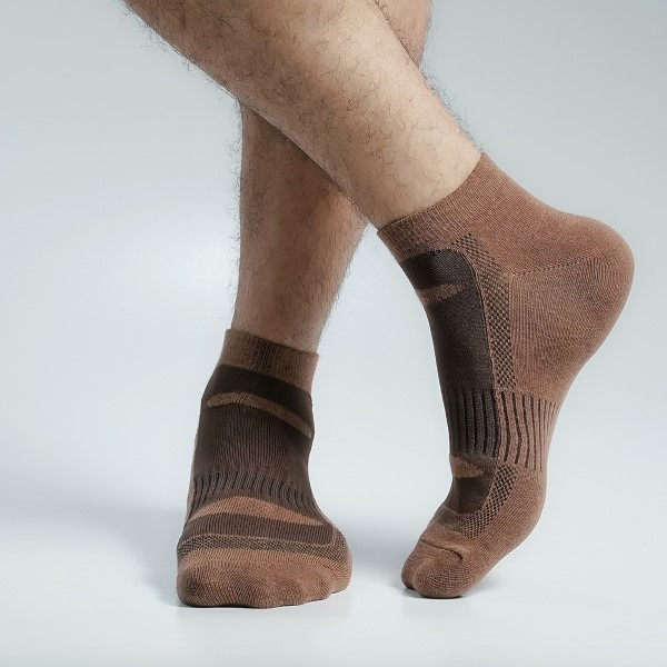Chocolate & Brown Color Sports Ankle Socks [mb159-men-A-02ch]