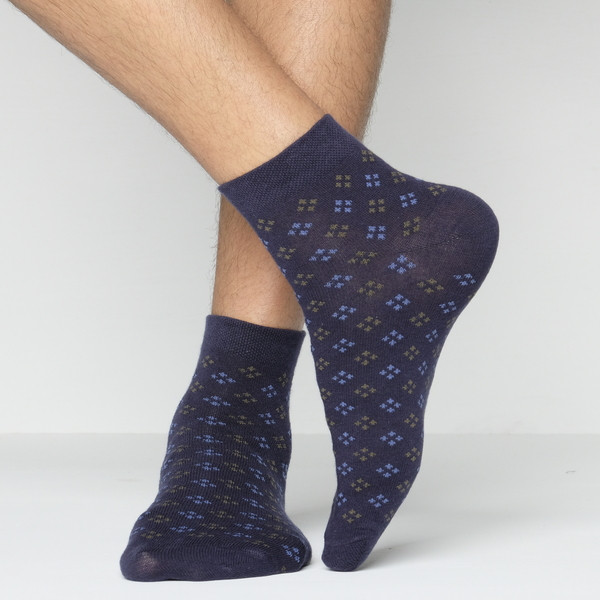 Navy Blue Color Casual Spun Polyester Socks [sinf-men-A-02na]