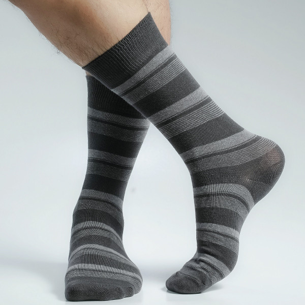 Charcoal Color Casual Long Socks  [swan-men-L-48chr]
