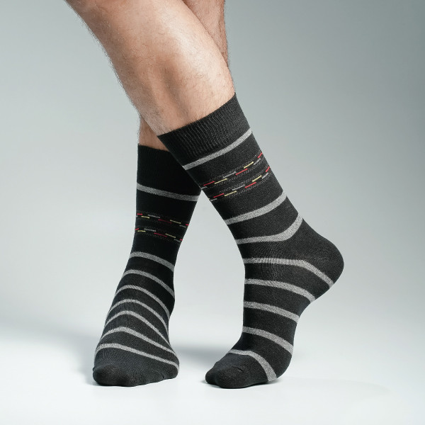 Black Color Casual Long Socks [action-men-L-04bl]