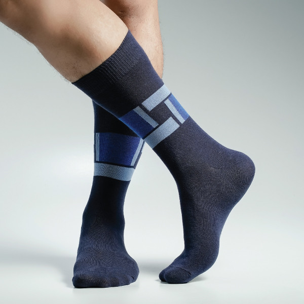 Navy Blue Color Casual Socks  [superdog-men-L-35na]