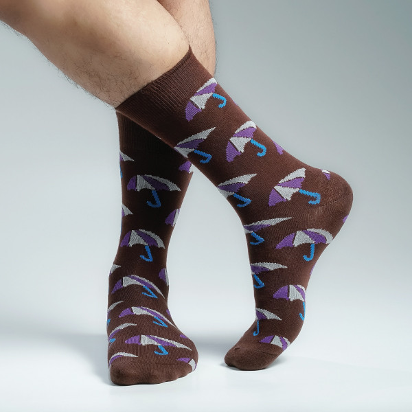 Chocolate Color Casual Socks [mb249-men-L-27ch]