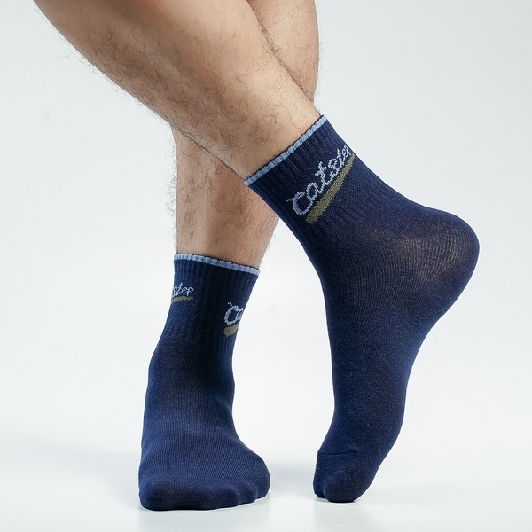 Navy Blue Color Casual Quarter Socks [catstep-men-A-05na]