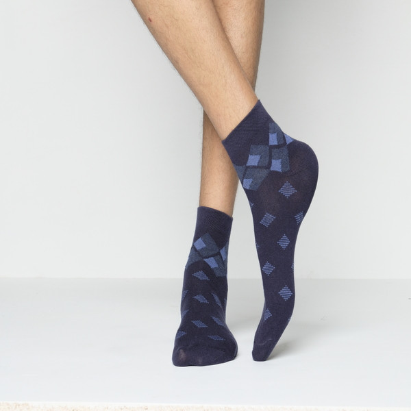 Navy Blue Color Casual Spun Polyester Socks [proman-men-A-04na]