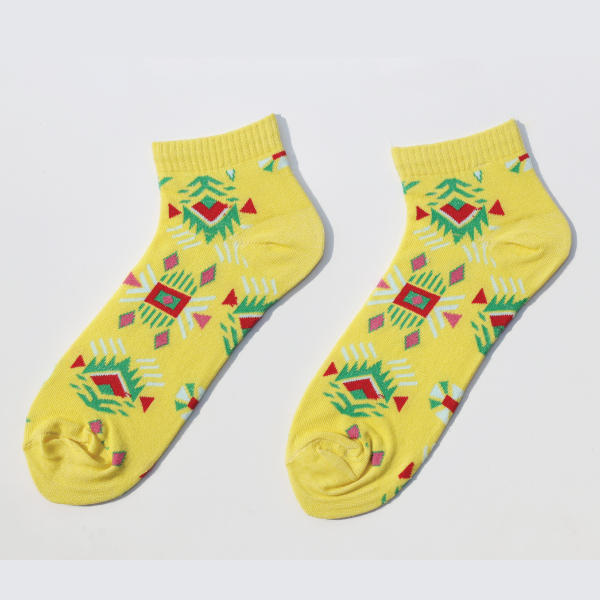 Yellow Color Casual Ankle Socks [mb149-women-A-03]