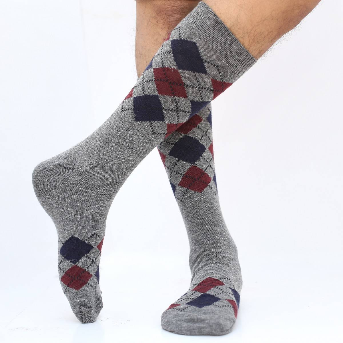 Ash Color Casual Socks [mb249-men-L-01as]
