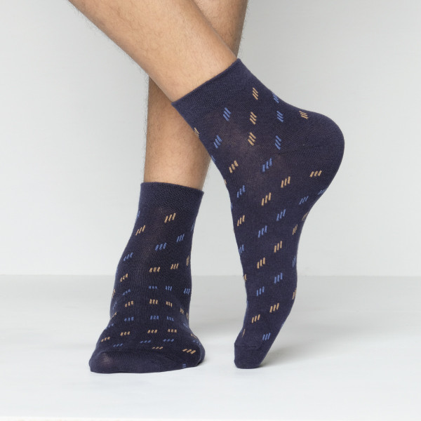 Navy Blue Color Casual Spun Polyester Socks [sfeel-men-A-01na]
