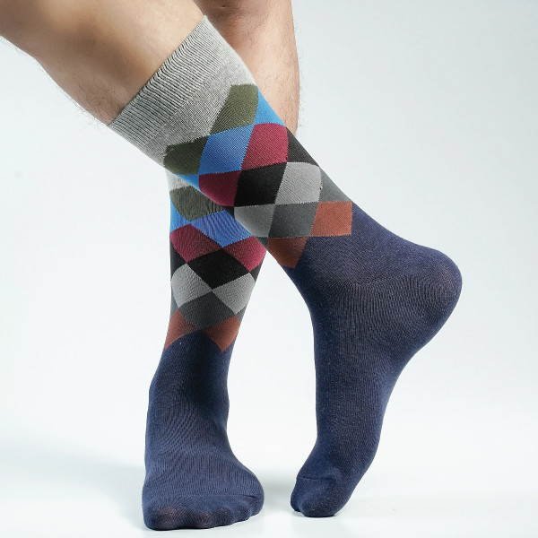 Navy Blue Color Premium Casual Long Socks [mb219-men-L-04na2]