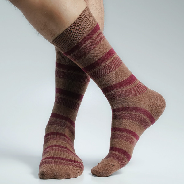 Brown Color Casual Long Socks  [swan-men-L-48br]