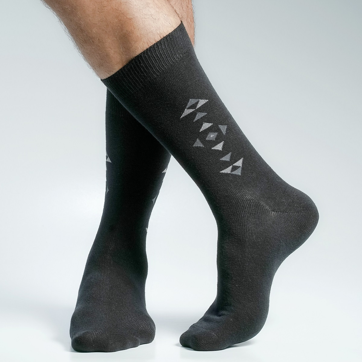 Black Color Casual Long Socks  [swan-men-L-43bl]