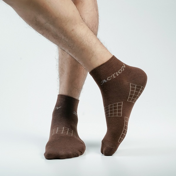 Chocolate Color Casual Ankle Socks [action-men-A-18ch]
