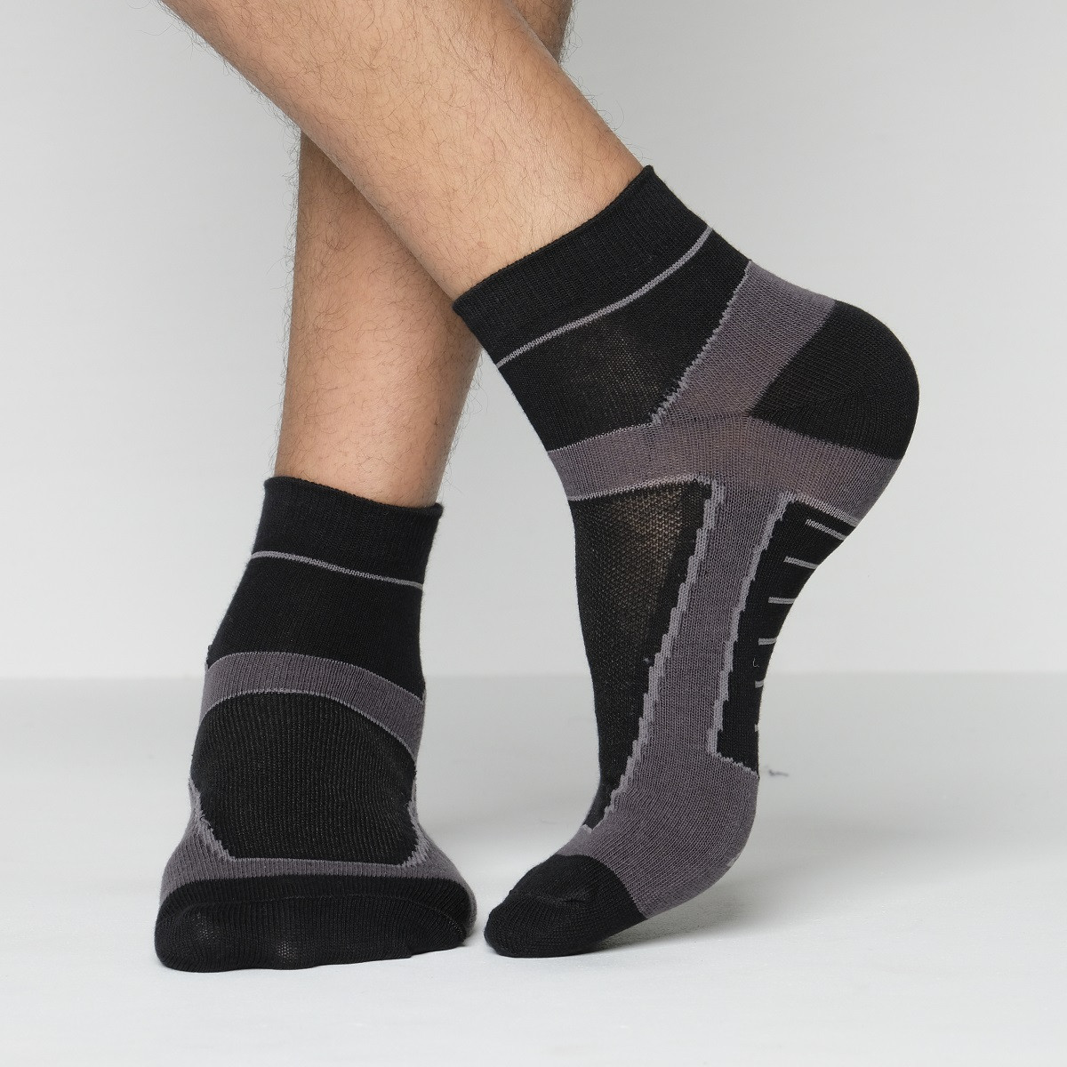Black Color Casual Ankle Socks [pzone-men-A-02bl]