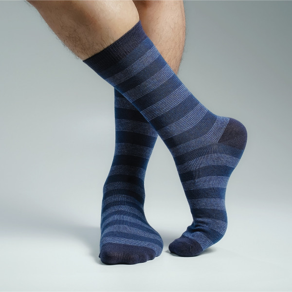 Navy Blue Color Premium Casual Long Socks [mb129-men-L-04]