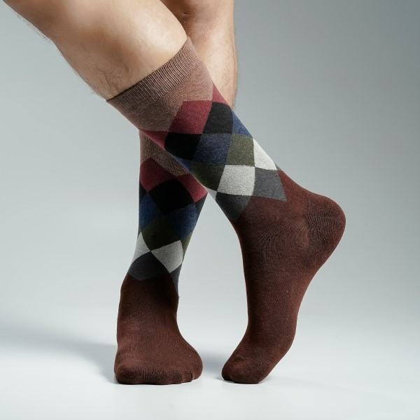 Chocolate Color Premium Half-Terry Casual Long Socks [spremium-men-L-03ch]