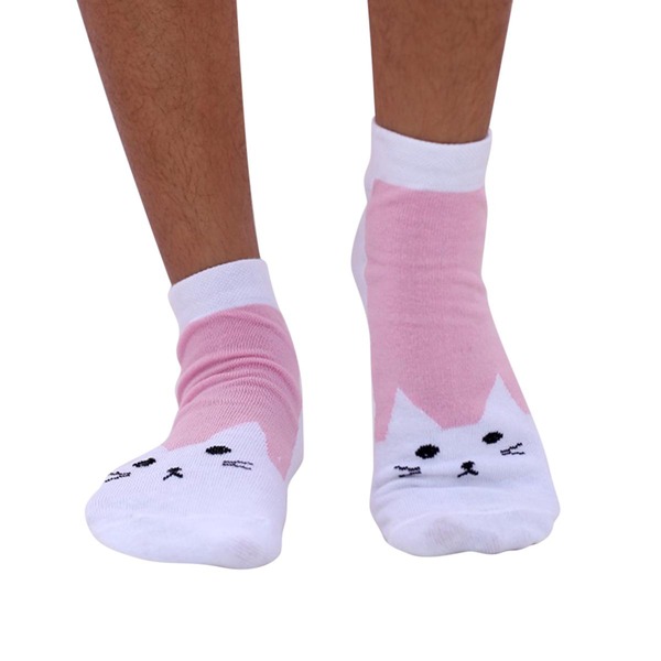 White & Pink Color Casual Ankle Socks [mb119-women-A-02]