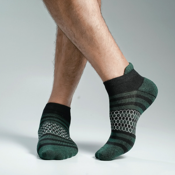 Green Color Premium Half-Terry Sports Ankle Socks [spremium-men-A-01gr]