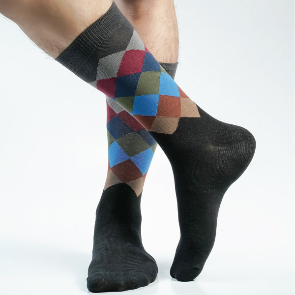Black Color Premium Casual Long Socks [mb219-men-L-02bl]