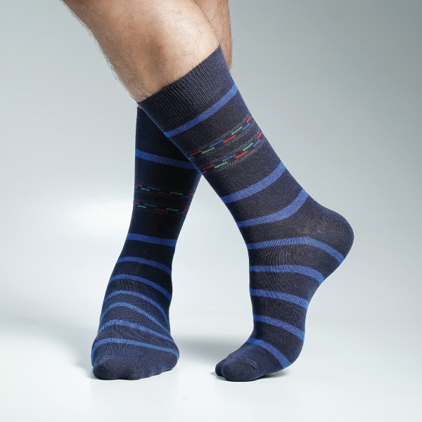 Navy Blue Color Casual Long Socks [action-men-L-04na]
