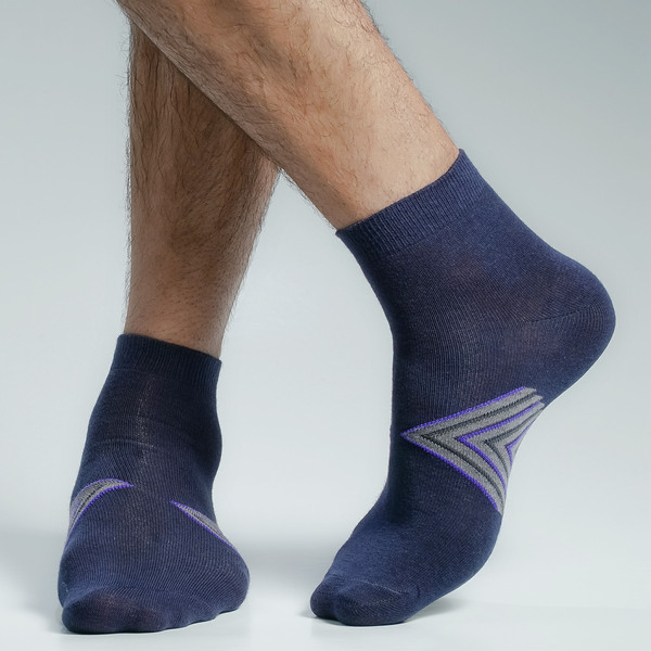 Navy Color Casual Ankle Socks [mb129-men-A-04na]