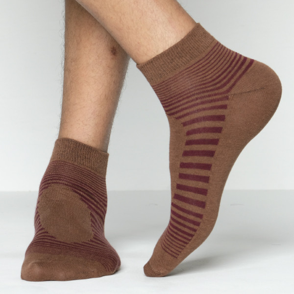 Brown Color Casual Spun  Polyester Socks [sinf-men-A-04br]