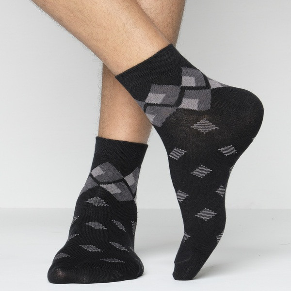 Black Color Casual Spun Polyester Socks [proman-men-A-04bl]