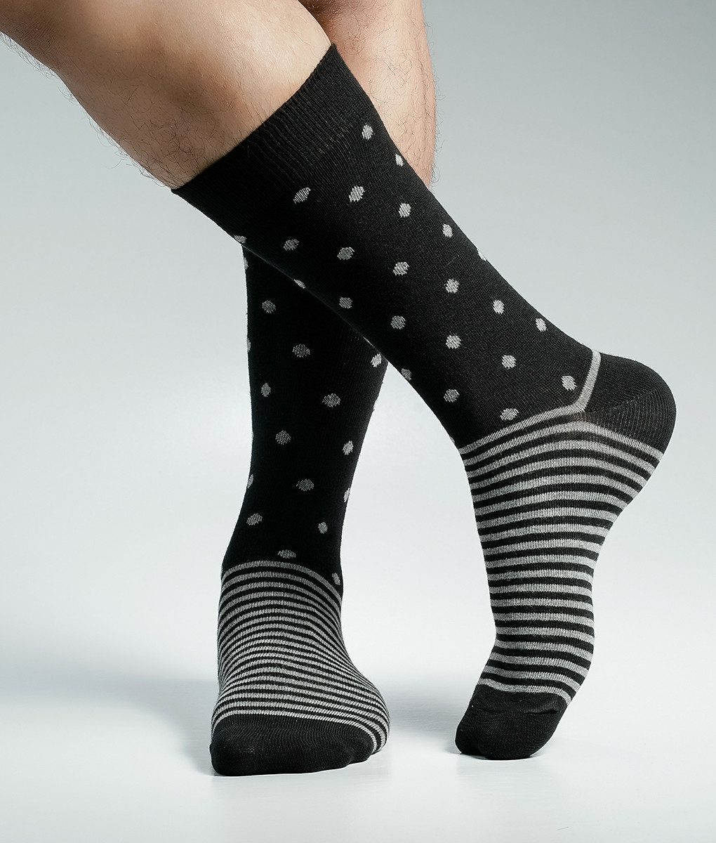 Black Color Casual Socks  [superdog-men-L-37bl]