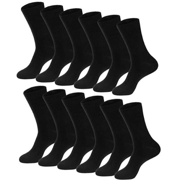 12 Pairs Plain Long Black Color Formal Combo [Combo 29]