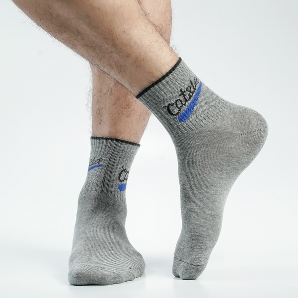 Ash Color Casual Quarter Socks [catstep-men-A-05as]