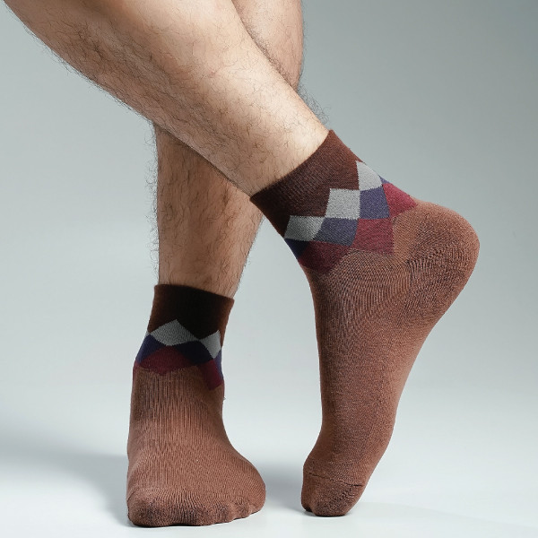 Brown Color Premium Half-Terry Casual Ankle Socks [spremium-men-A-03br]