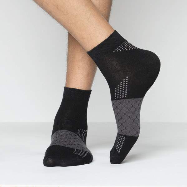 Black Color Casual Spun Polyester Socks [proman-men-A-01bl]
