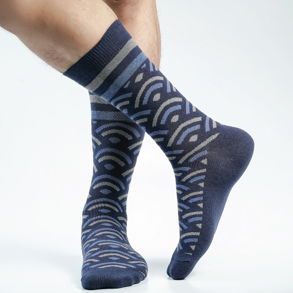 Navy Blue Color Casual Long Socks [sviara-men-L-17na]