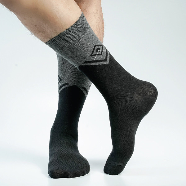 Black Color Casual Long Socks [pzone-men-L-07bl]
