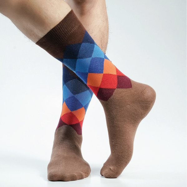 Brown Color Premium Casual Long Socks [mb219-men-L-06br]
