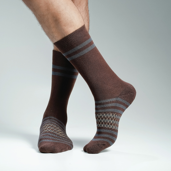 Chocolate Color Premium Half-Terry Casual Long Socks [spremium-men-L-01ch]