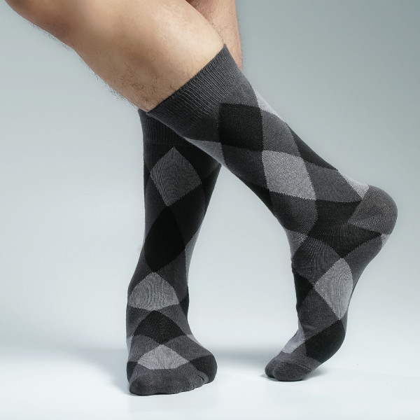 Charcoal Color Premium Casual Long Socks [mb169-men-L-08chr]