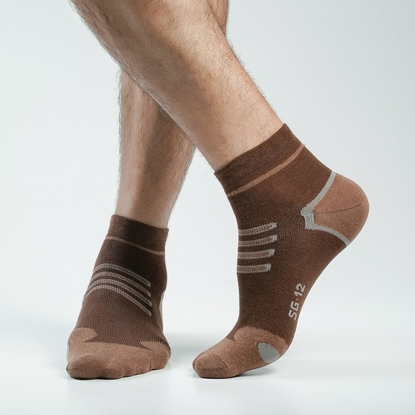 Chocolate Color Casual Cotton Socks [sgoodwill-men-A-12ch]